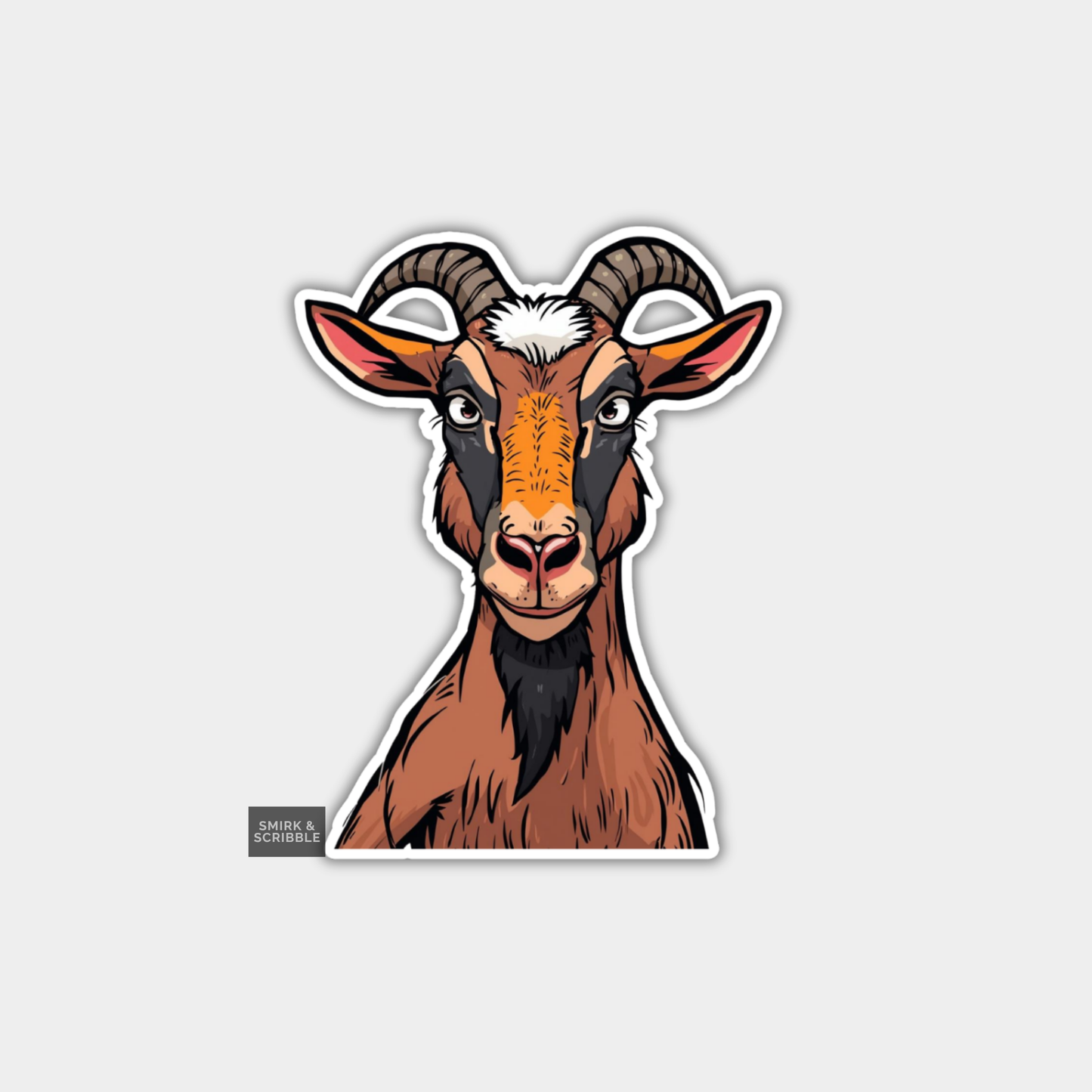 Funny Character Vinyl Sticker - Grumpy Goat