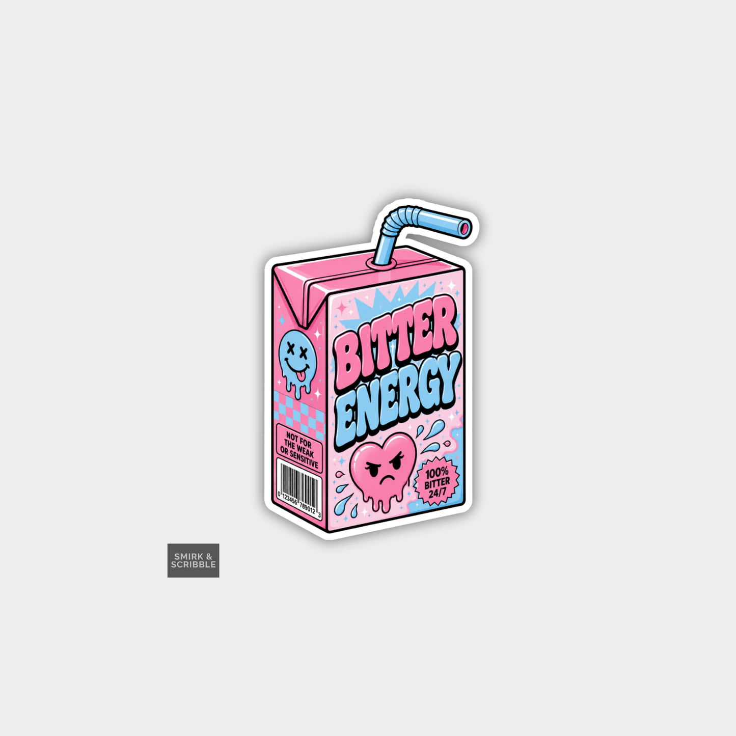 Funny Snarky Juice Box Vinyl Sticker - Bitter Energy