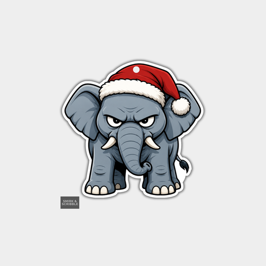 Funny Christmas Gift Tags - Grumpy Elephant