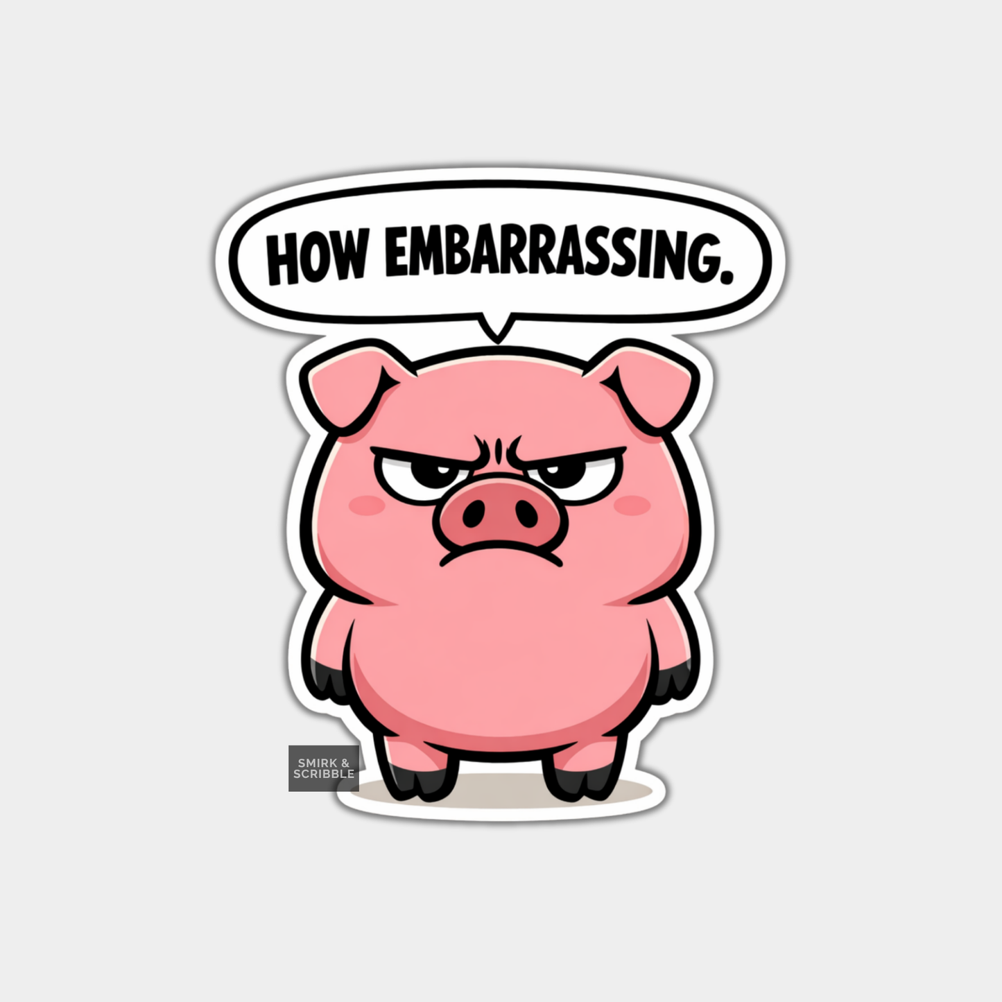 Funny Cartoon Style Vinyl Sticker - Pig