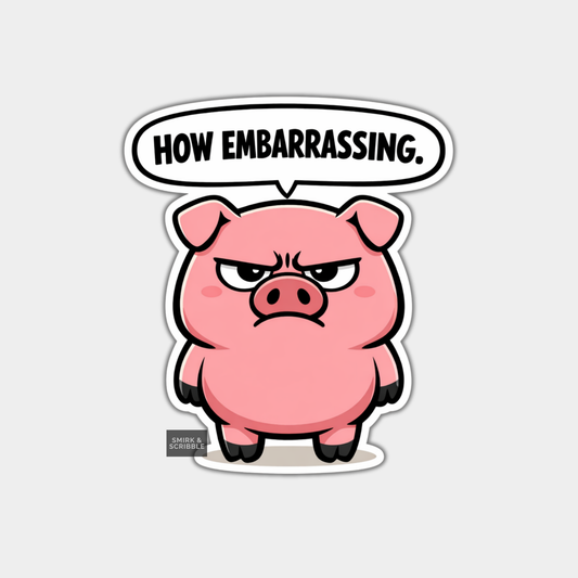 Funny Cartoon Style Vinyl Sticker - Pig