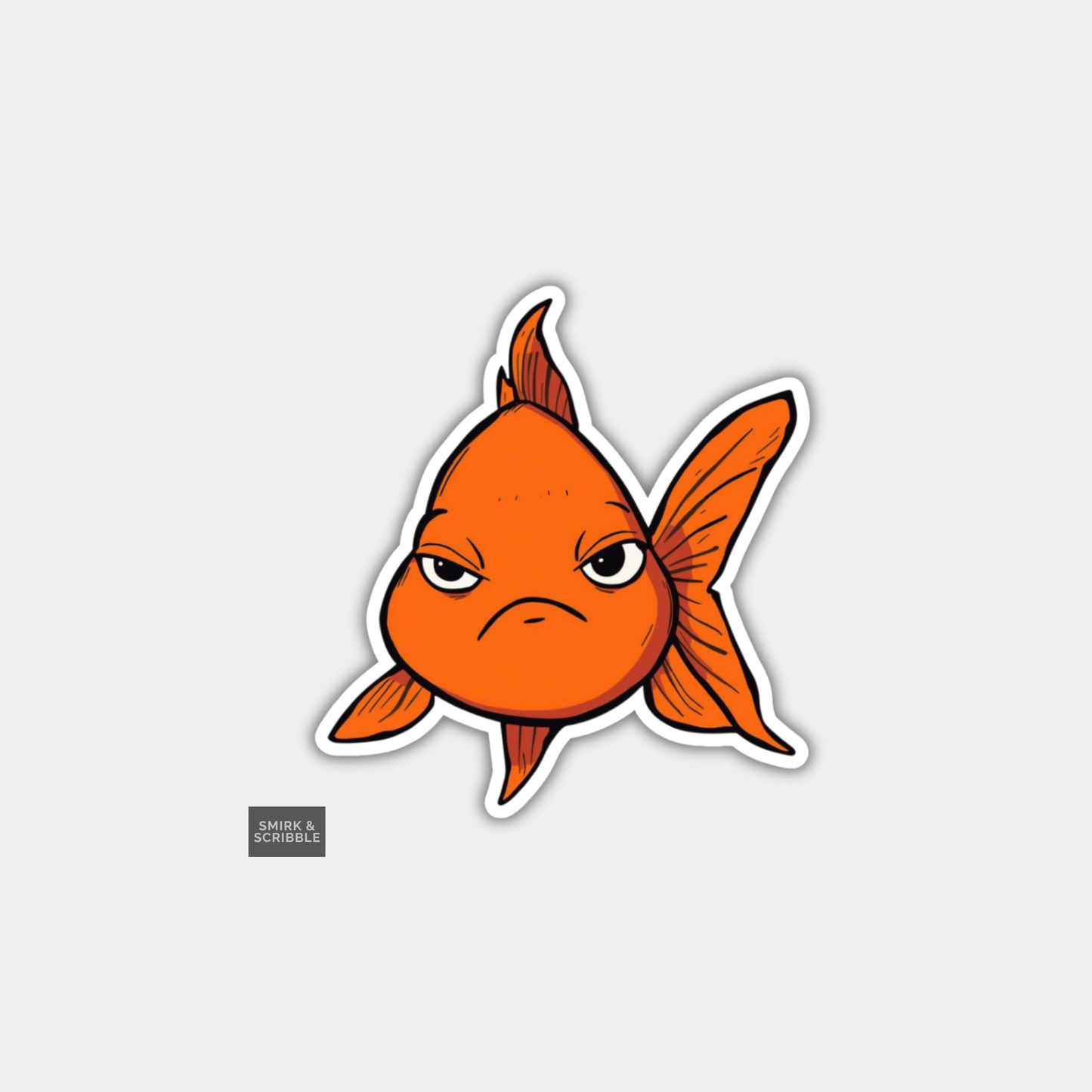Funny Character Vinyl Sticker - Grumpy Fish