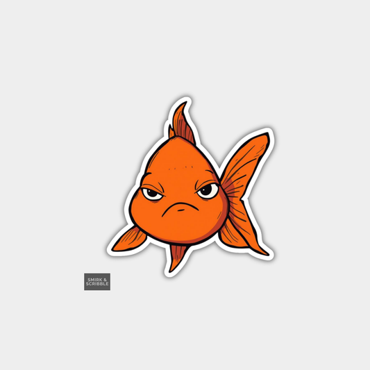 Funny Character Vinyl Sticker - Grumpy Fish