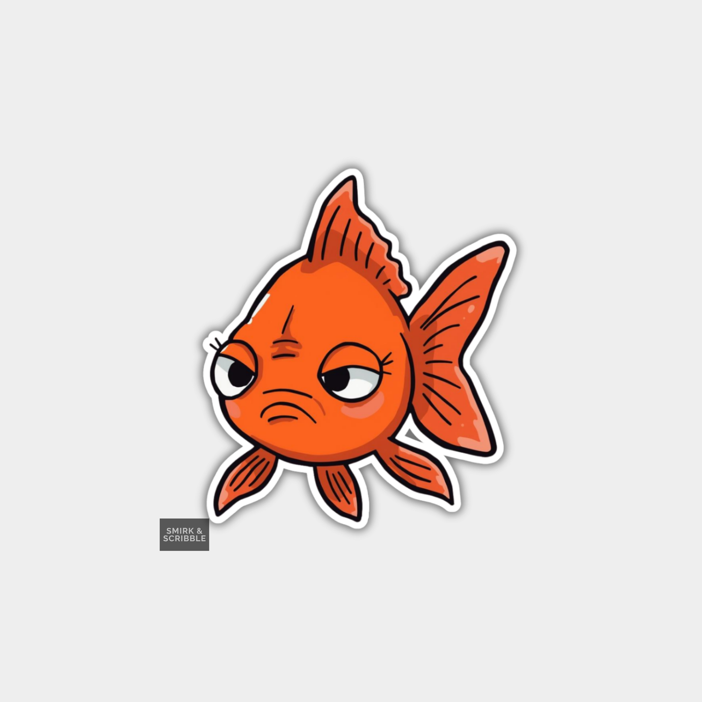 Funny Character Vinyl Sticker - Sad Fish