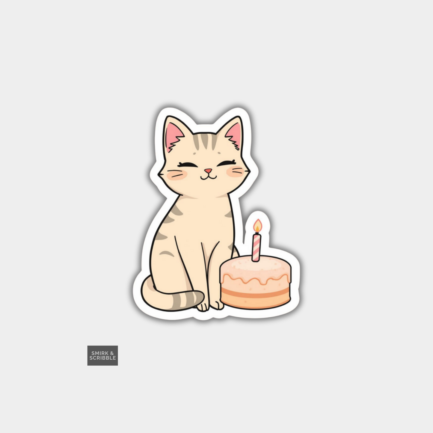 Birthday Cat Vinyl Sticker