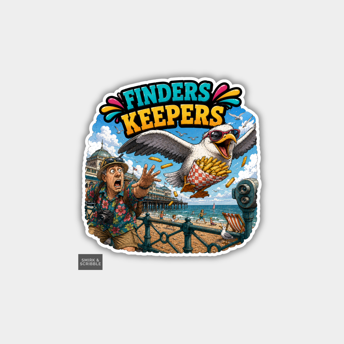 Funny Vinyl Die Cut Sticker - Finders Keepers Seagull