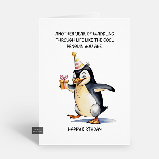 Cool Penguin Birthday Card