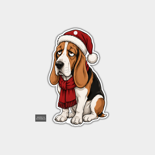 Funny Christmas Gift Tags - Grumpy Basset Hound