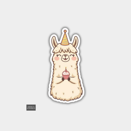 Birthday Llama Vinyl Sticker