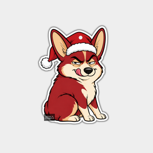 Funny Christmas Gift Tags - Cute Cheeky Corgi Dog In Santa Hat