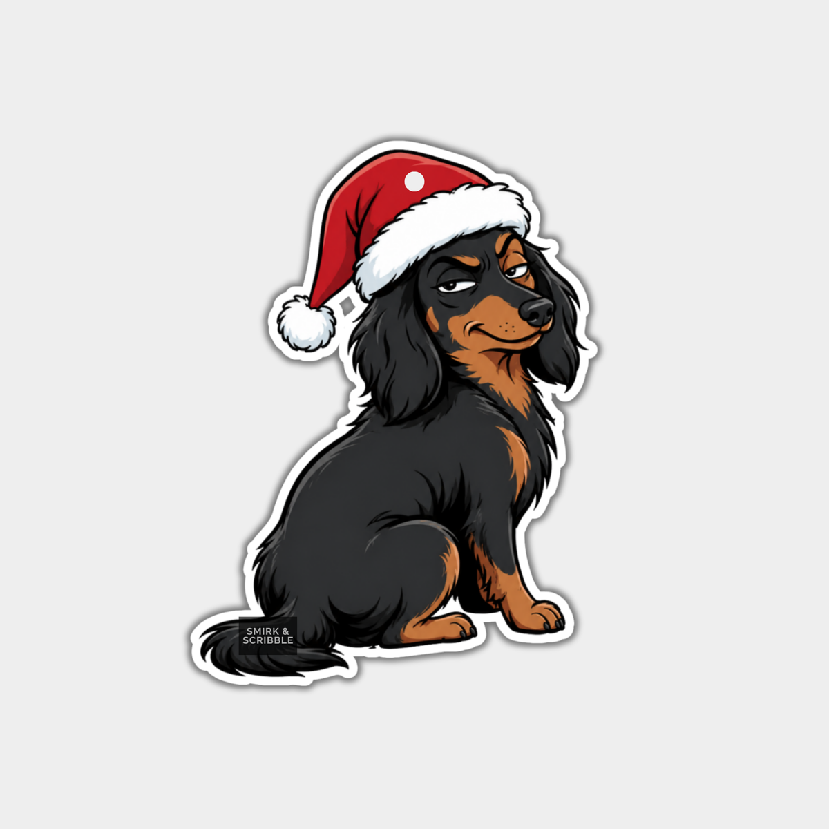 Funny Christmas Gift Tags - Cute Cheeky Dog In Santa Hat