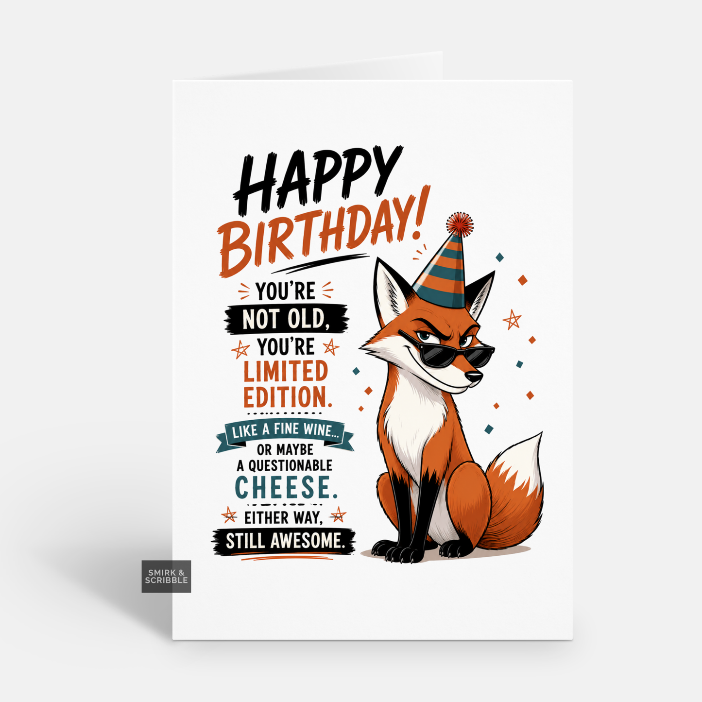 Funny Birthday Card - Not Old Fox