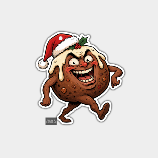 Funny Christmas Gift Tags - Cute Cheeky Xmas Pudding In Santa Hat