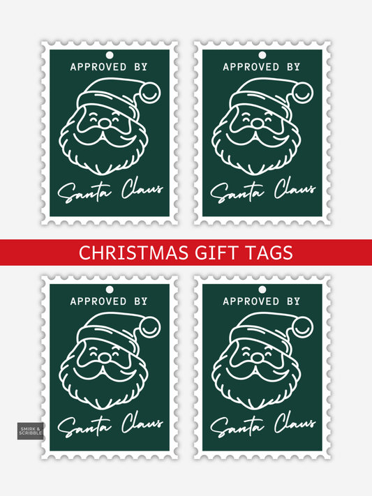 Green Santa Claus Christmas Gift Tags