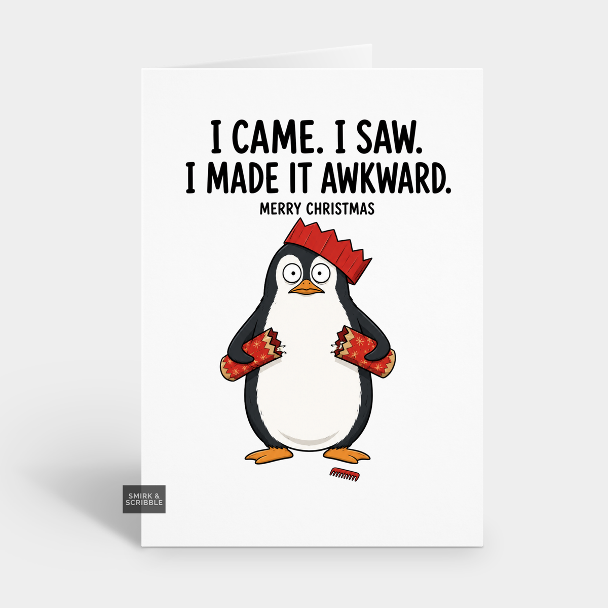 Funny Christmas Card - Awkward Penguin