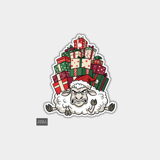 Funny Christmas Gift Tags - Exhausted Angry Sheep