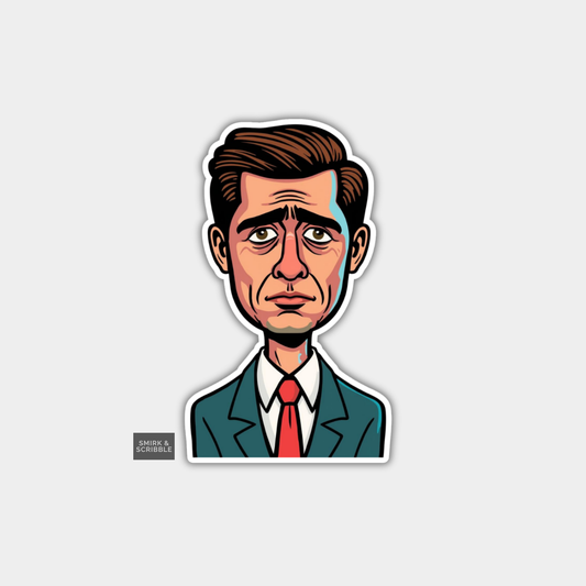 Funny Die Cut Vinyl Sticker - Grumpy Office Man