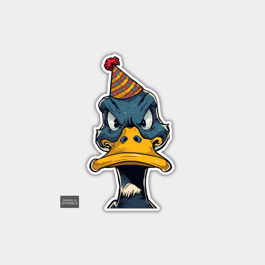 Funny Character Vinyl Sticker - Birthday Duck