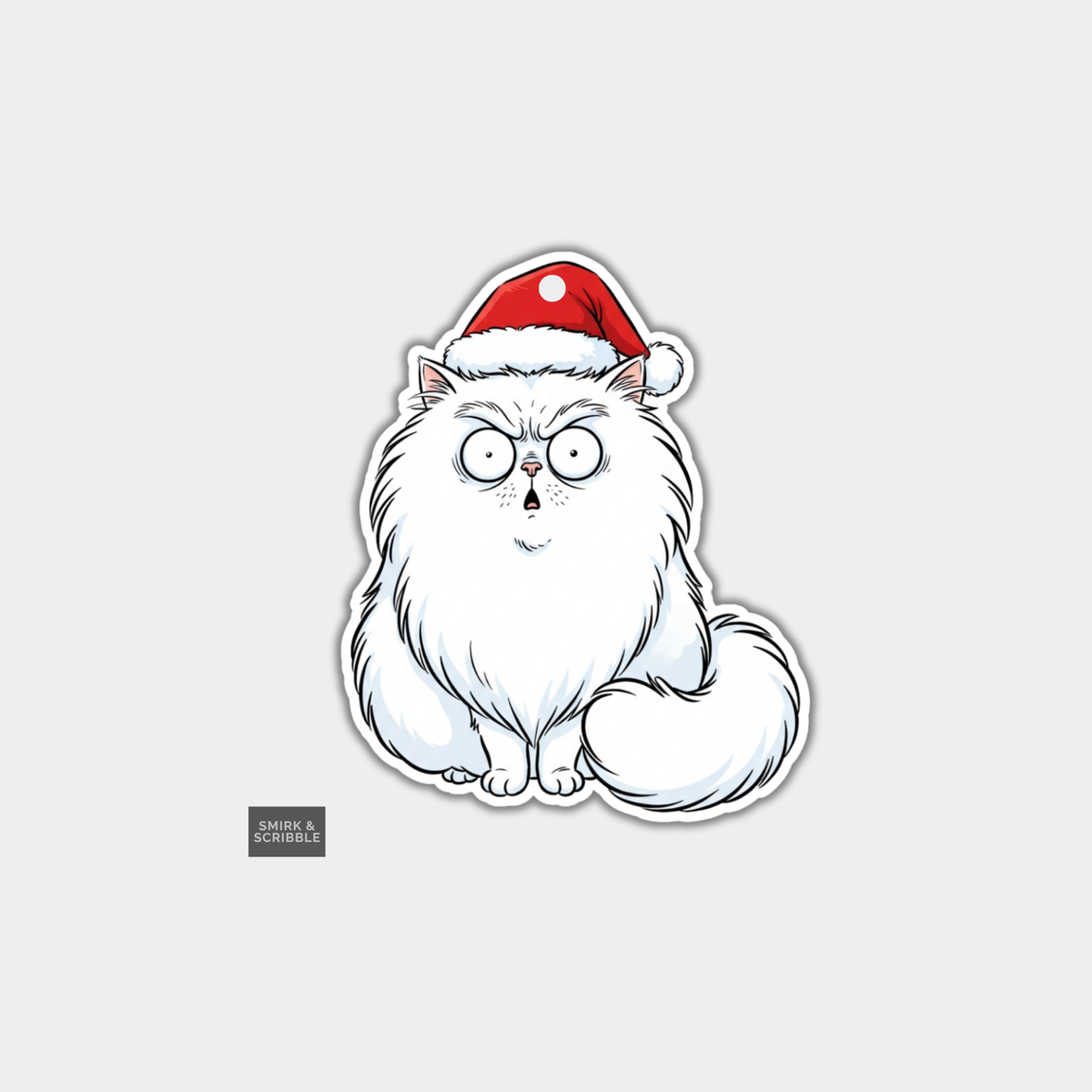 Funny Christmas Gift Tags - Shocked White Cat