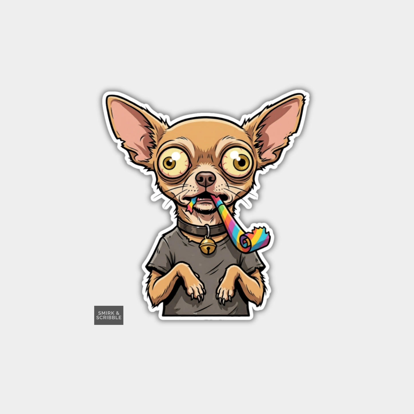 Funny Character Vinyl Sticker - Birthday Chihuahua Dog