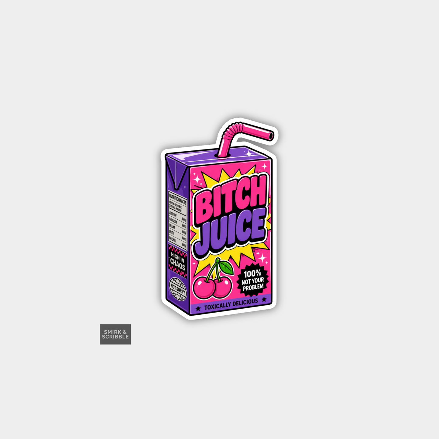 Funny Snarky Juice Box Vinyl Sticker - Bitch Juice