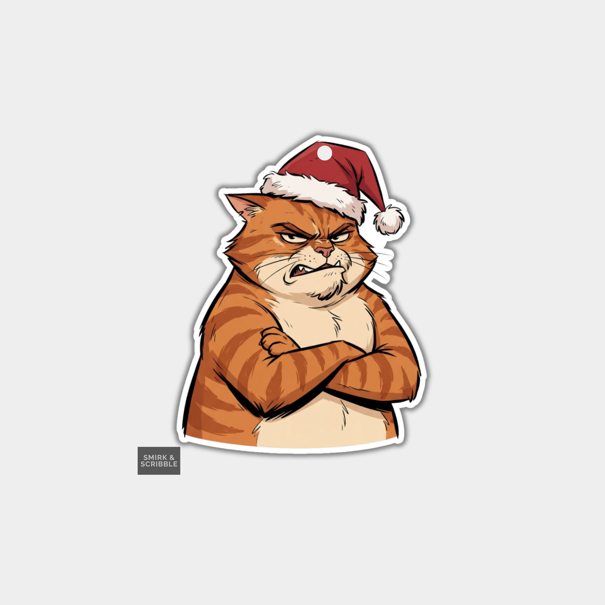 Funny Christmas Gift Tags - Scowling Angry Cat