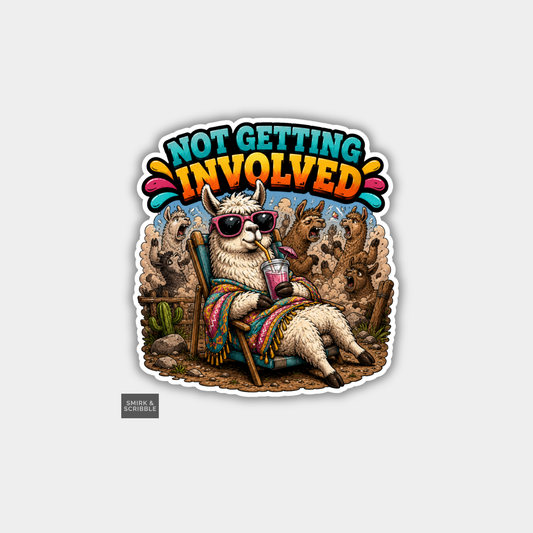 Funny Vinyl Die Cut Sticker - Involved Llama