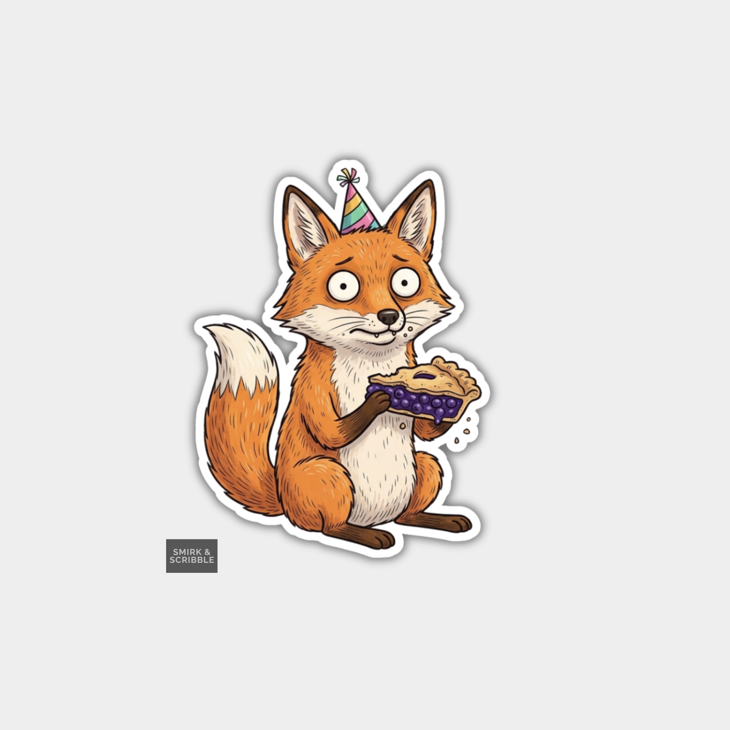Funny Character Vinyl Sticker - Birthday Fox