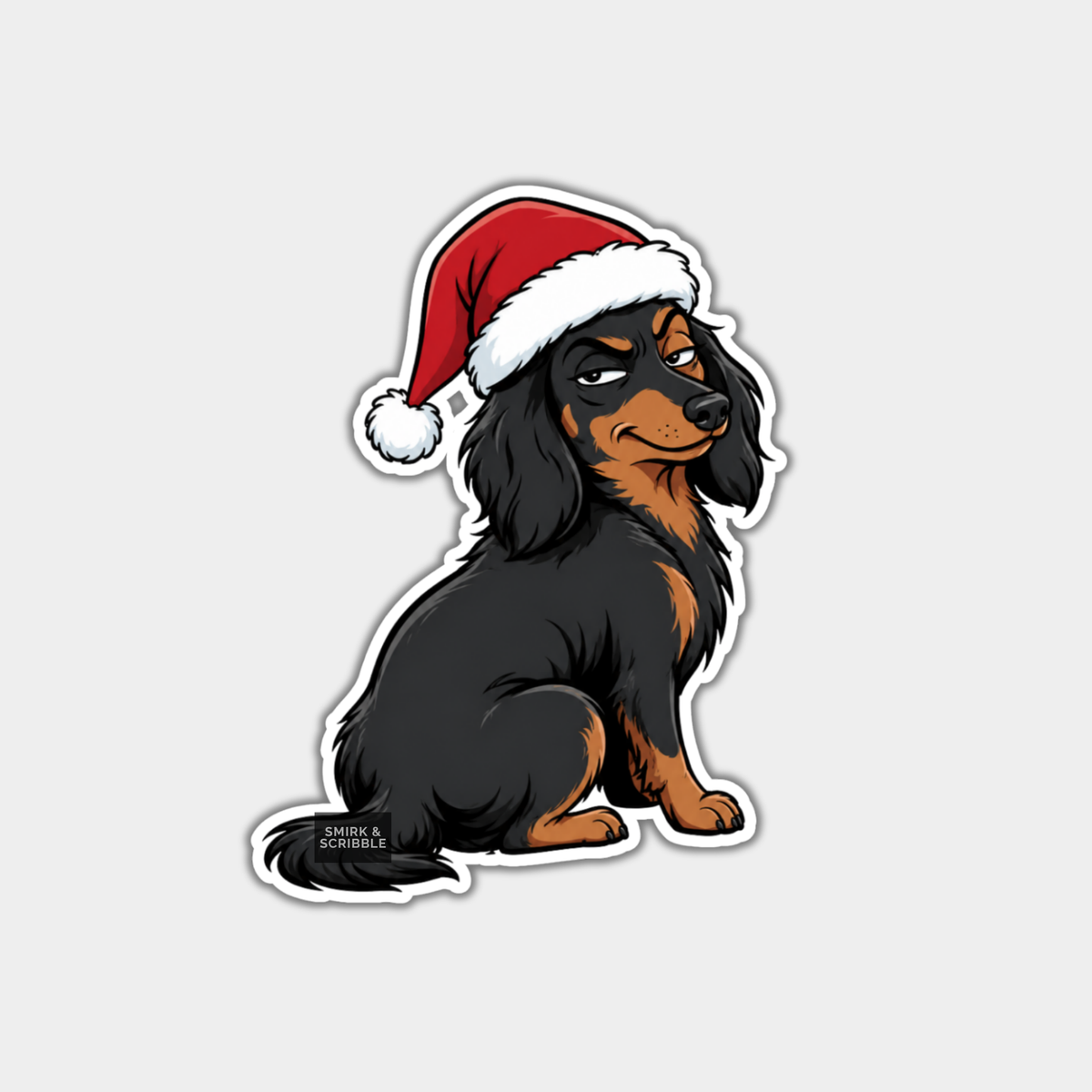 Funny Christmas Sticker - Cheeky Dog Posing