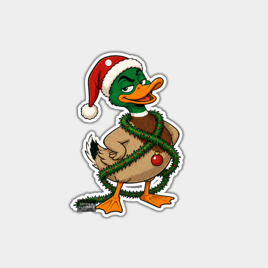 Funny Christmas Gift Tags - Cute Cheeky Duck In Santa Hat