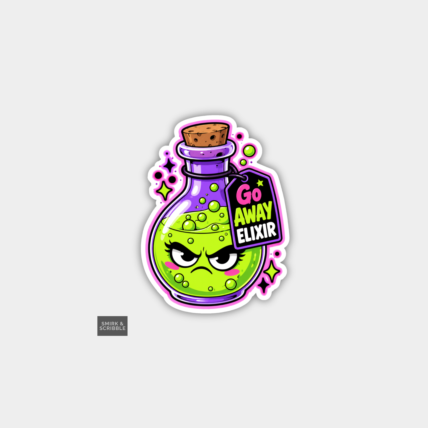 Funny Snarky Joke Vinyl Sticker - Go Away Elixir