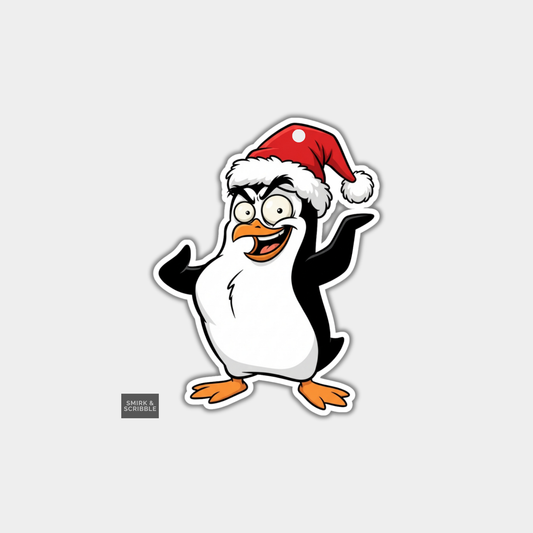 Funny Christmas Gift Tags - Cheeky Posing Penguin
