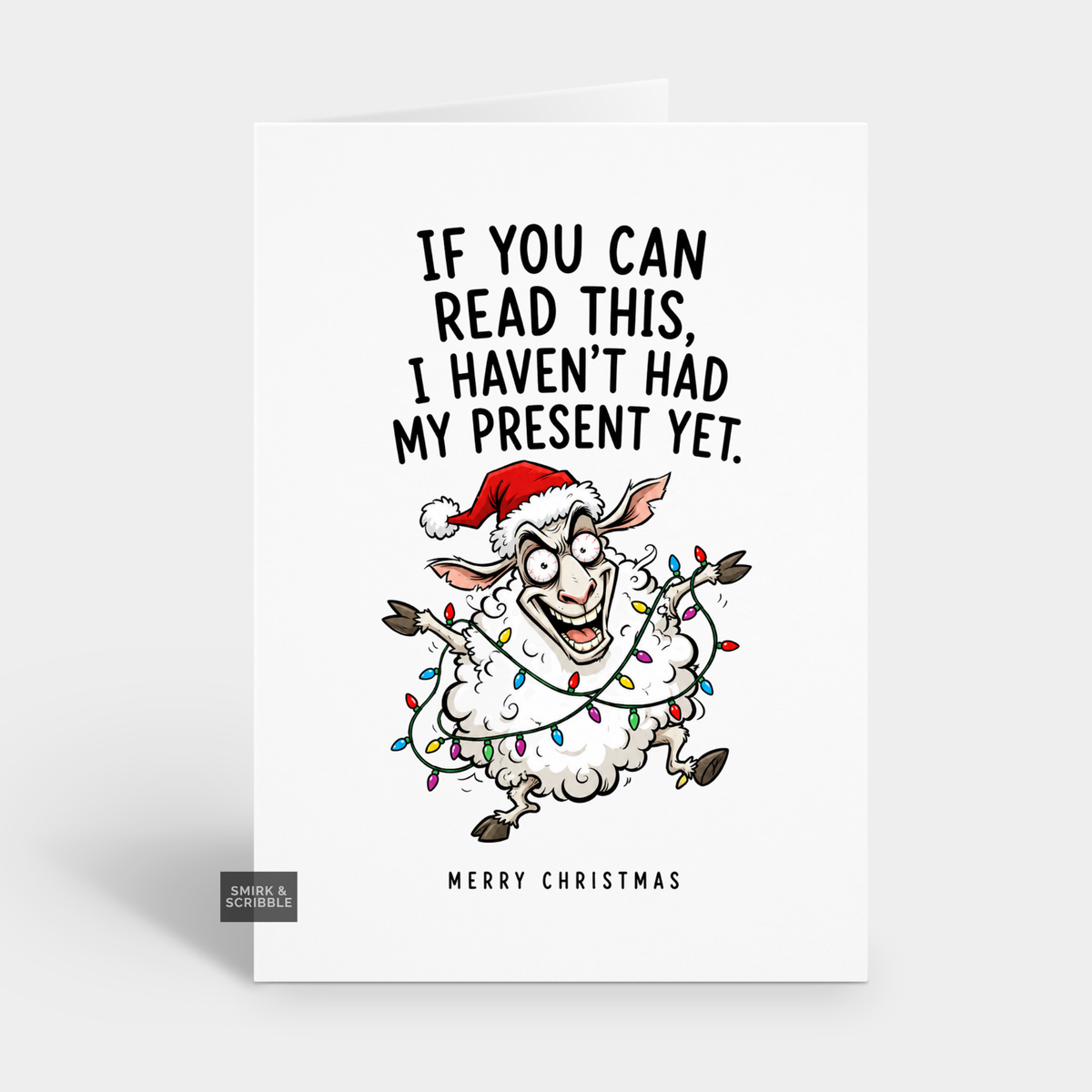 Funny Christmas Card - Read This Crazy Sheep