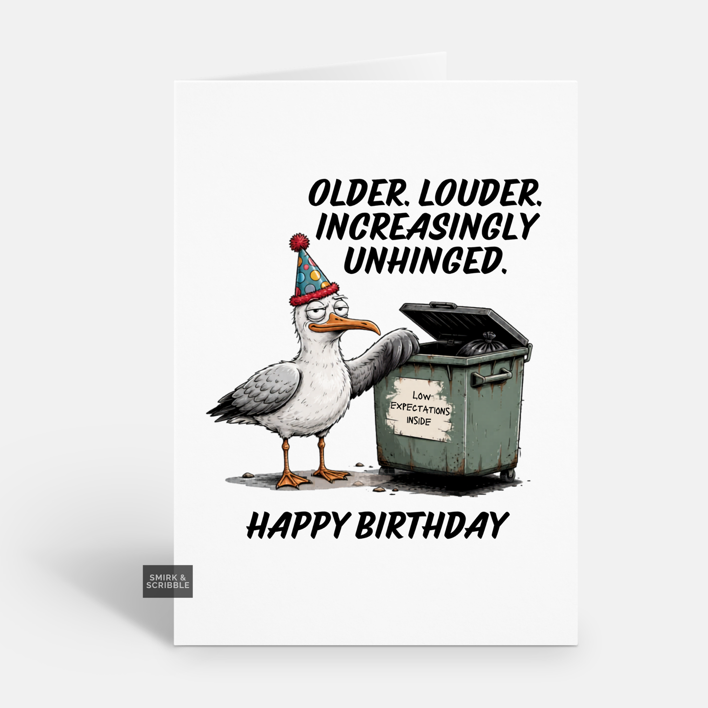 Funny Birthday Card - Unhinged Seagull