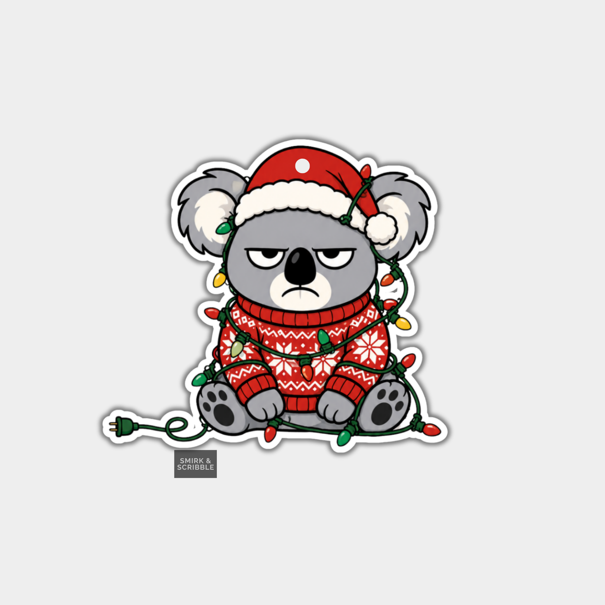 Funny Christmas Gift Tags - Cute Grumpy Koala