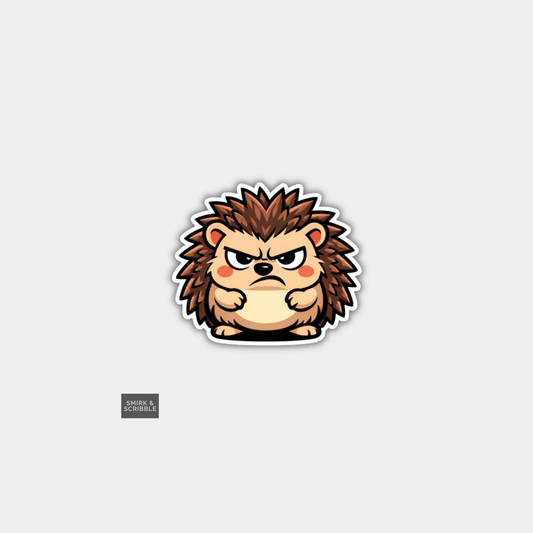 Funny Character Vinyl Sticker - Grumpy Hedgehog
