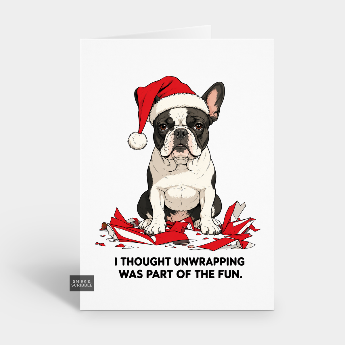 Funny Christmas Card - Dog Unwrapping