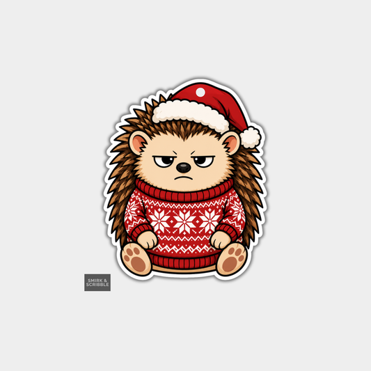 Funny Christmas Gift Tags - Cute Grumpy Hedgehog