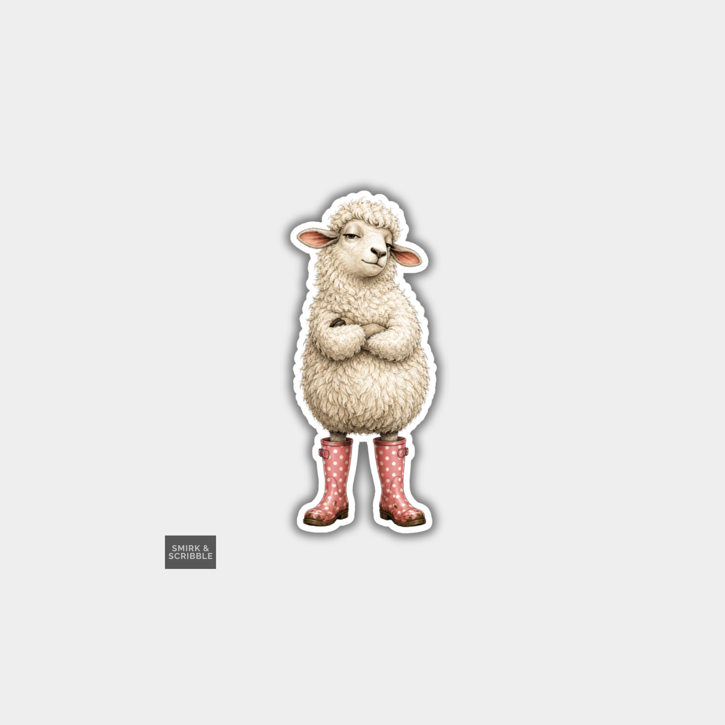 Funny Die Cut Vinyl Sticker - Sheep In Wellies