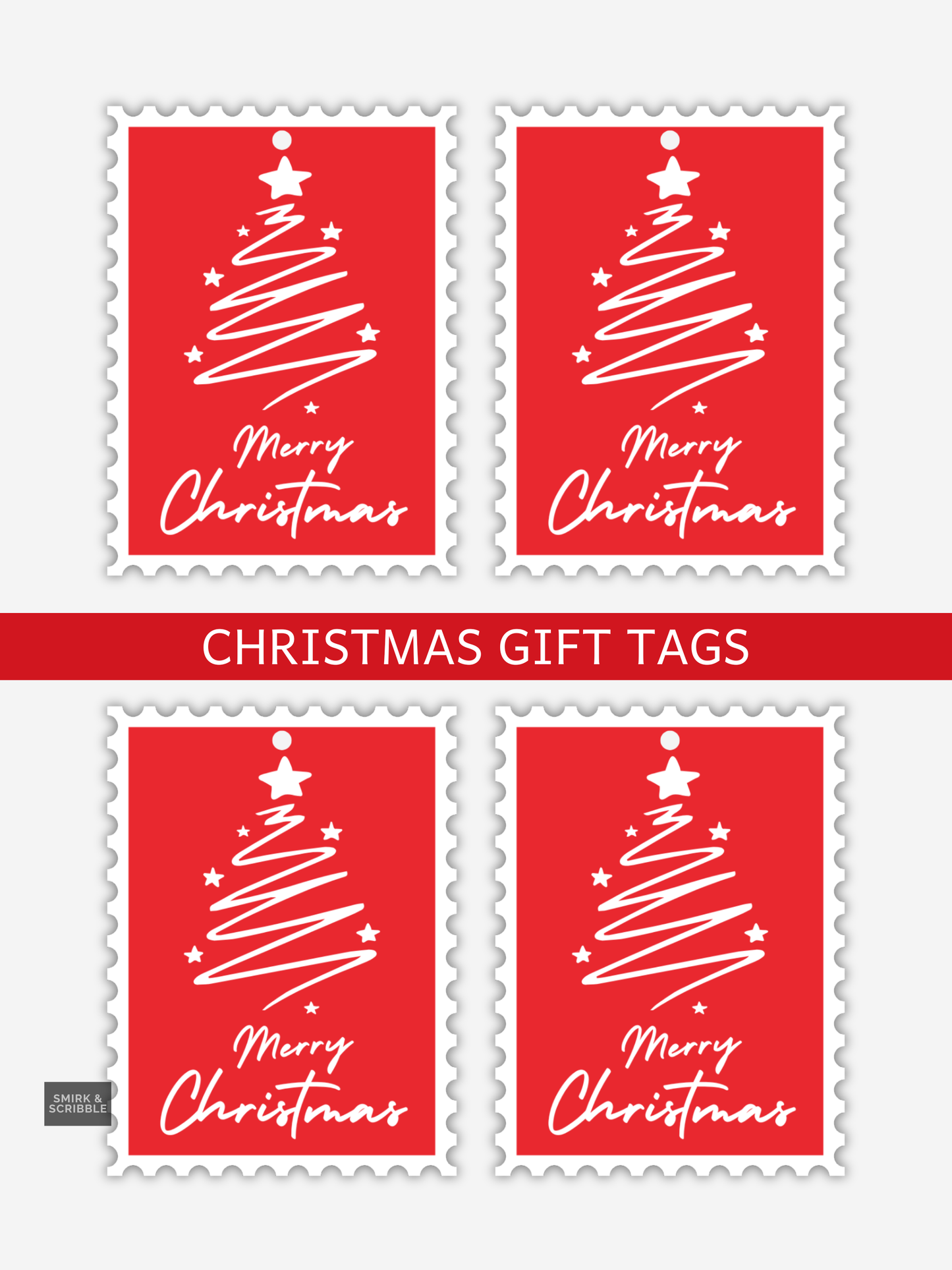 Red Merry Christmas Gift Tags