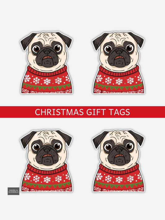 Pug Christmas Gift Tags