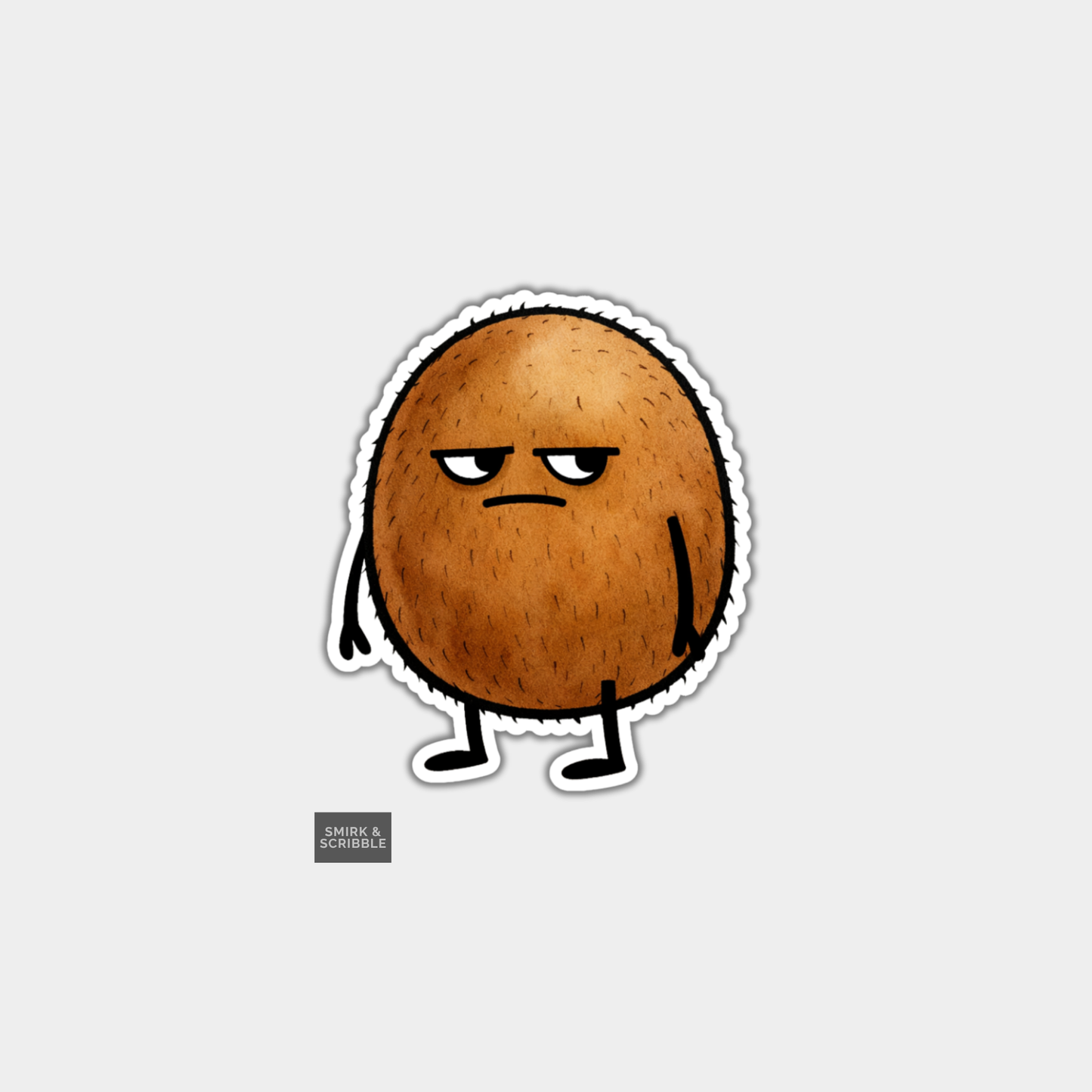 Cartoon character with an angry expression on a gray background