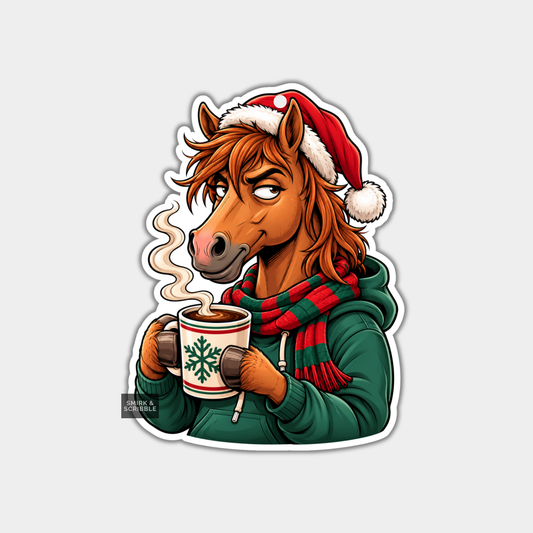 Funny Christmas Gift Tags - Judgy Horse In Hoodie