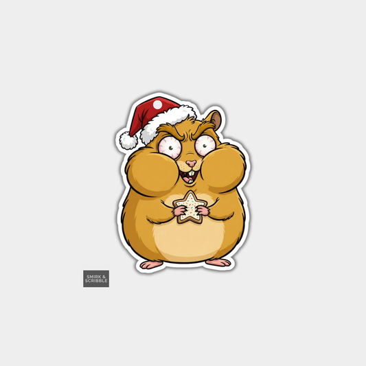 Funny Christmas Gift Tags -  Cute Greedy Hamster