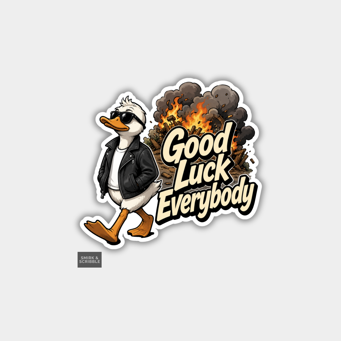 Funny Vinyl Die Cut Sticker - Good Luck Duck Snarky