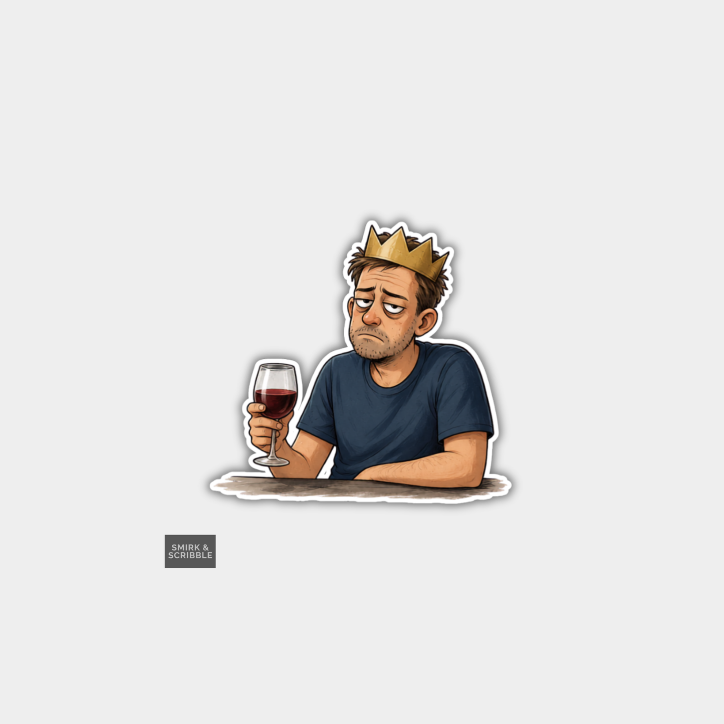 Funny Character Vinyl Sticker - Birthday Man & Wine