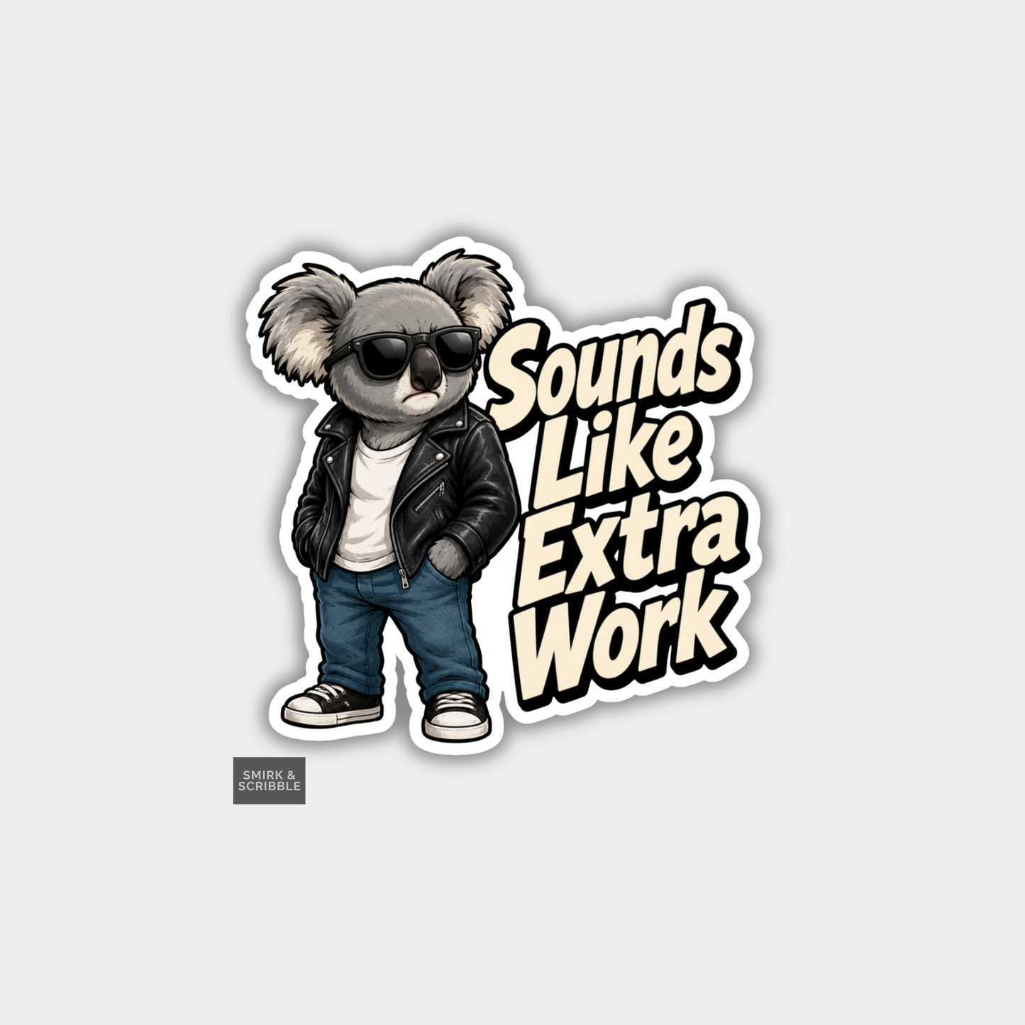 Funny Vinyl Die Cut Sticker - Extra Work Koala