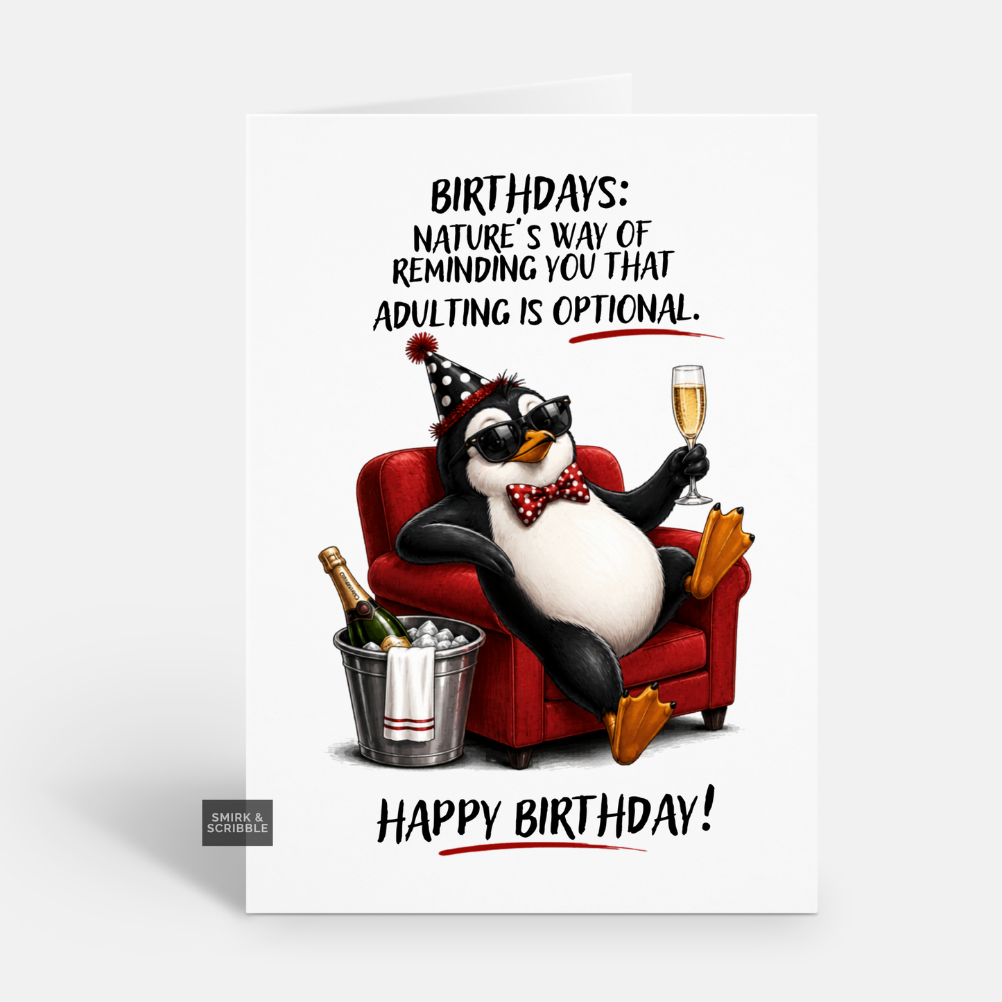 Funny Birthday Card - Adulting Penguin
