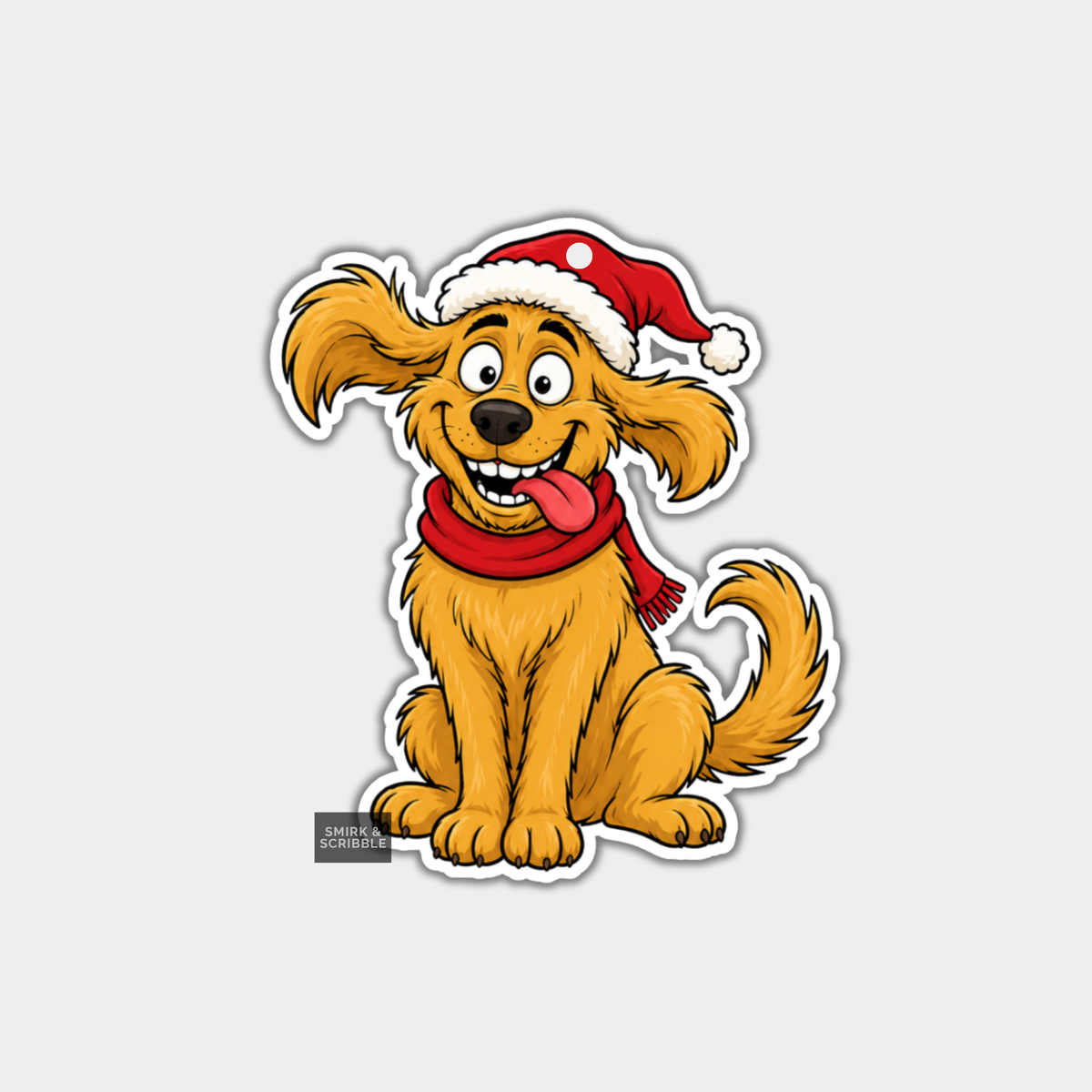 Funny Christmas Gift Tags - Cute Cheeky Happy Dog In Santa Hat