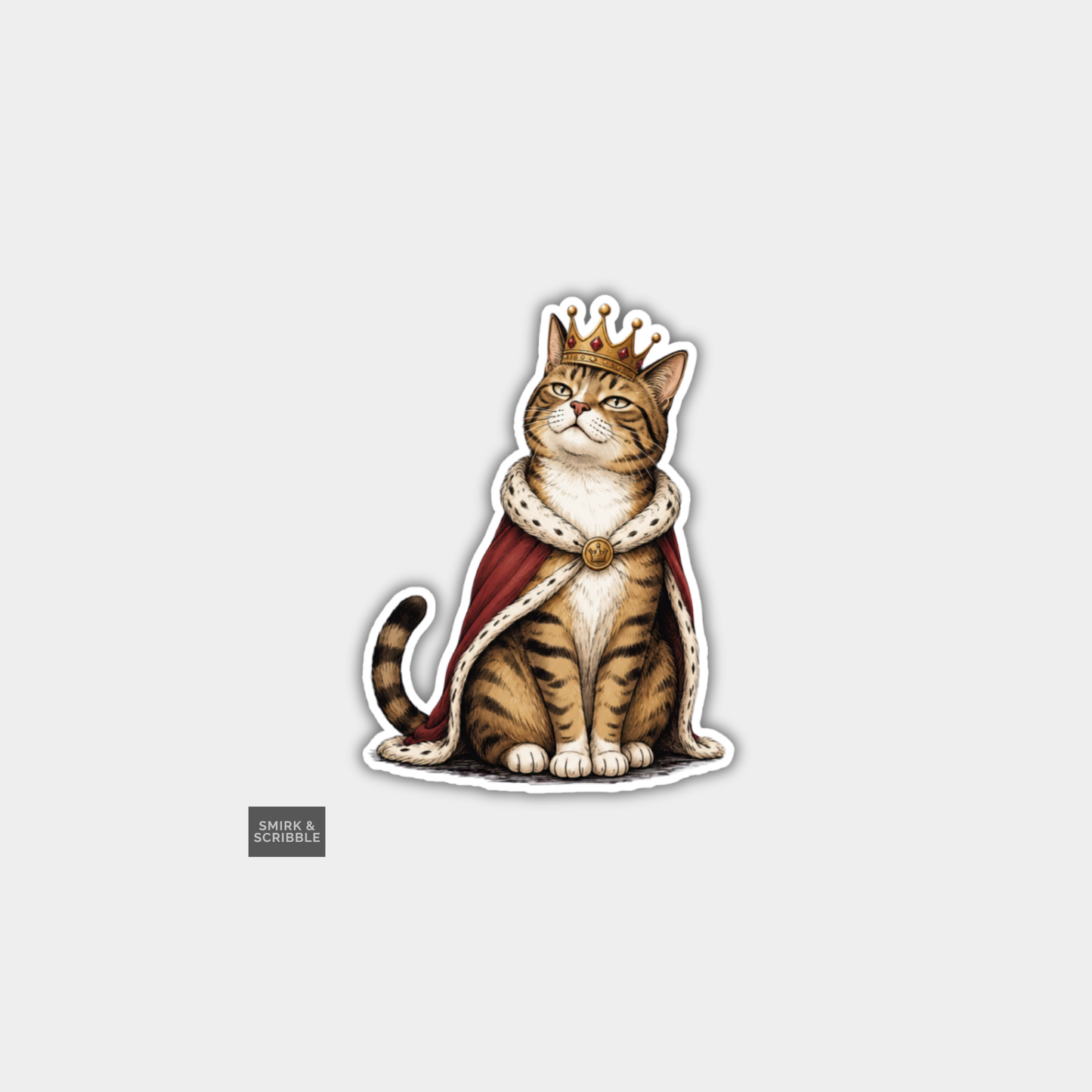 Funny Die Cut Vinyl Sticker - Royal Cat